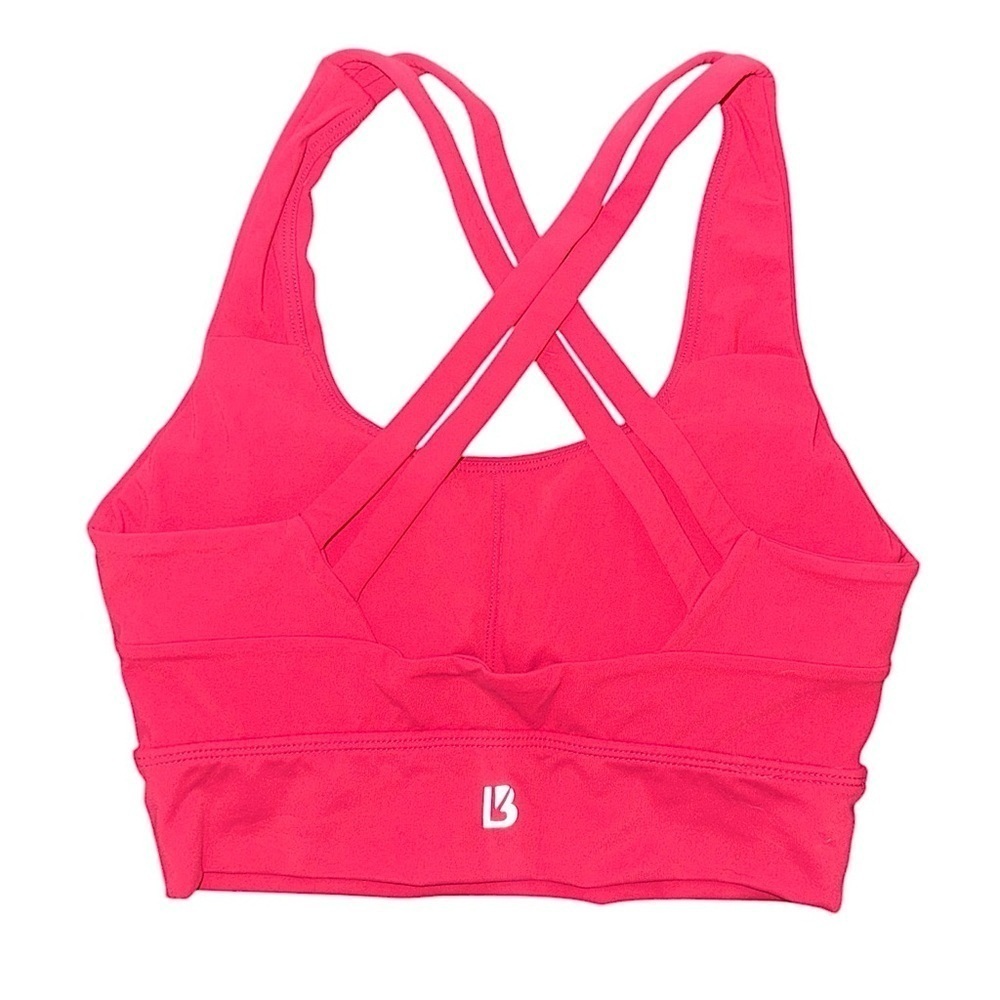 BuffBunny Rosa Med-High Support Strappy Back Soft Sports Bra / Raspberry Sz S - Picture 7 of 9